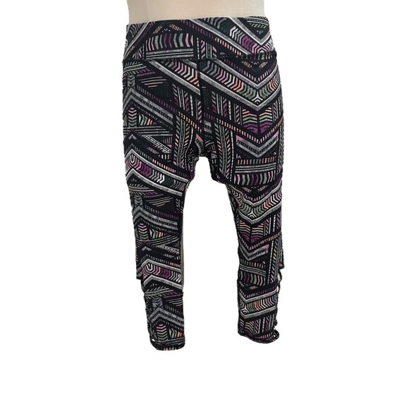 Gaiam XL Geometric Pattern Yoga Leggings Crisscross Cutout Gym Fitness Workout - Picture 4 of 8